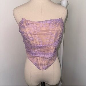 Junova Women's L Strapless Floral Lace Bustier Open Back
Boned Corset Crop Top